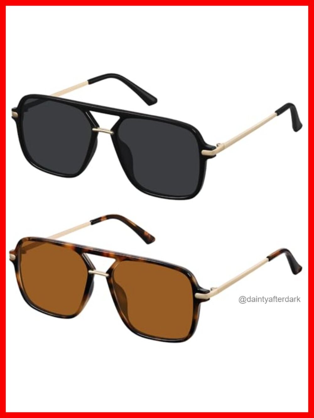 Polarized Square Aviator Sunglasses UV Protection Driving Travel